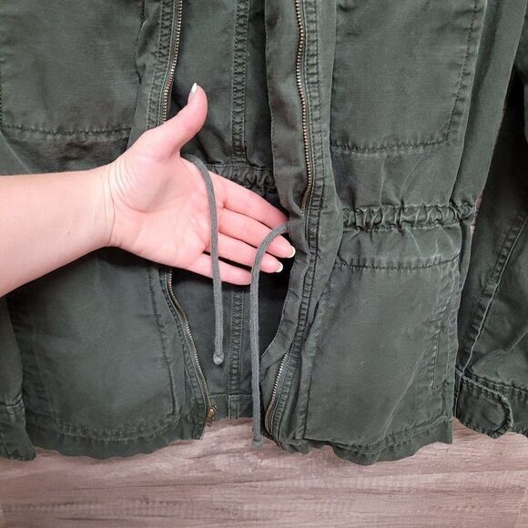 Gap Utility Cargo Military Jacket Olive Green Full Zip Lightweight Womens XS - Picture 7 of 16